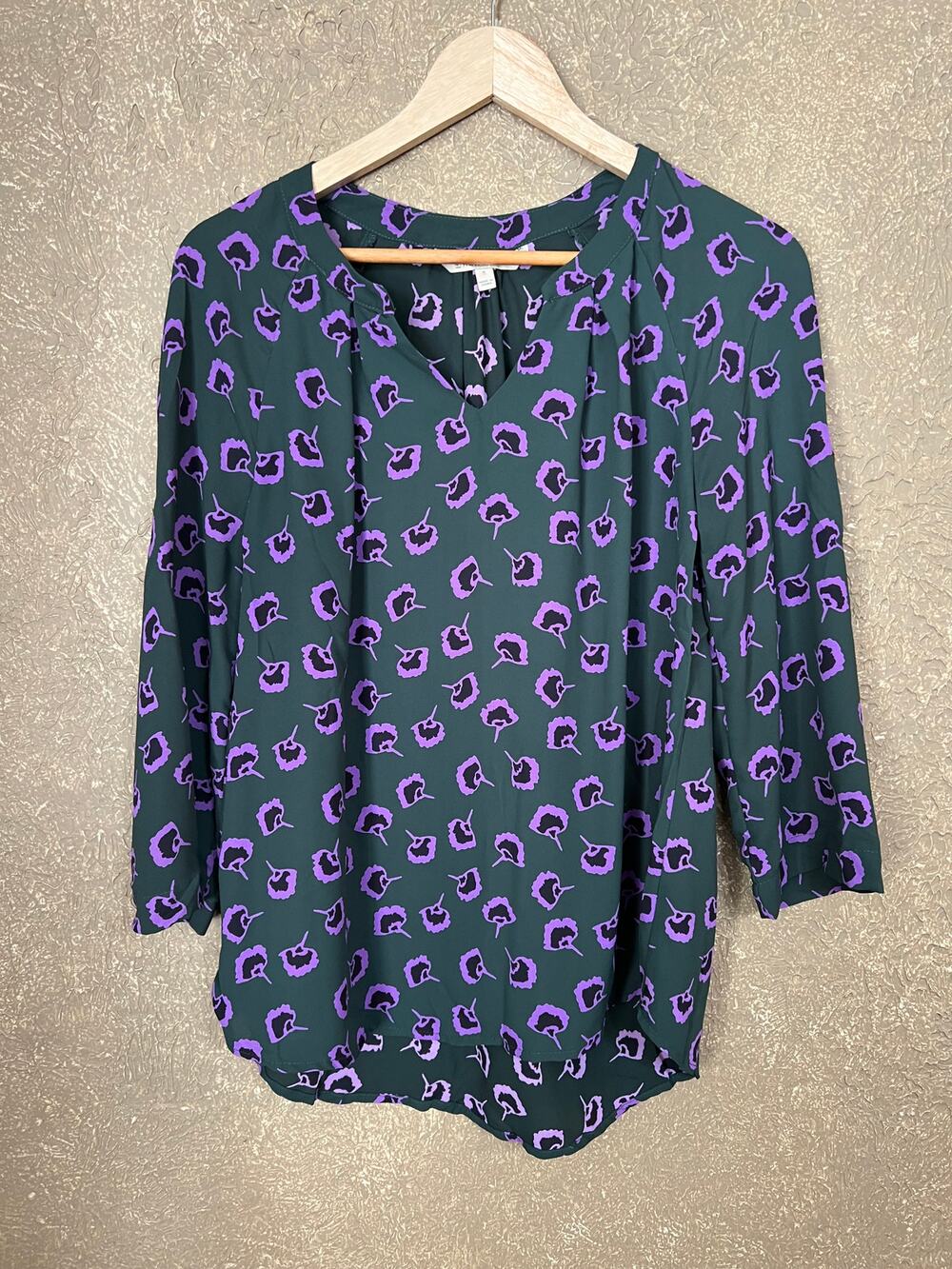41 Hawthorn Green Jade Morey Split Neck Blouse Top Floral Size Medium